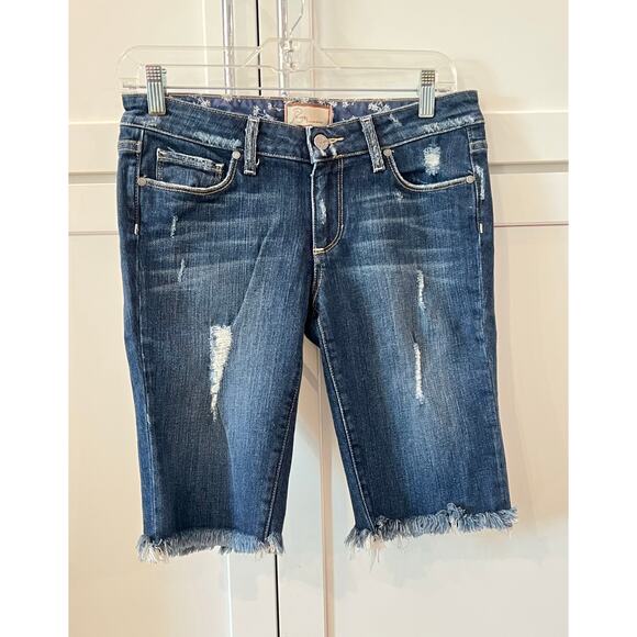 PAIGE Premium Denim Shorts Women's Size 26 Stretch Jeans Bermuda Cut Off - Picture 9 of 9